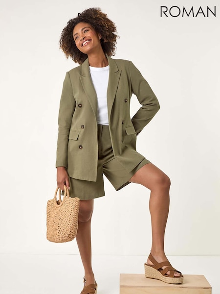 Roman Green Double Breasted Collar & Revere 100% Cotton Jacket (H48521) | € 101