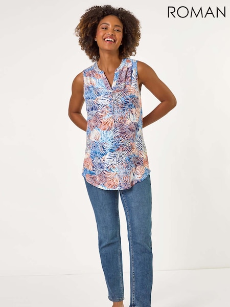 Roman Orange Leaf Burnout Print Vest Top (H48535) | €40