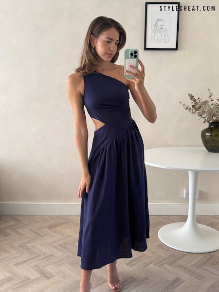 Style Cheat Blue Jasmine One Shoulder Cutout Dress (H48637) | R$ 610