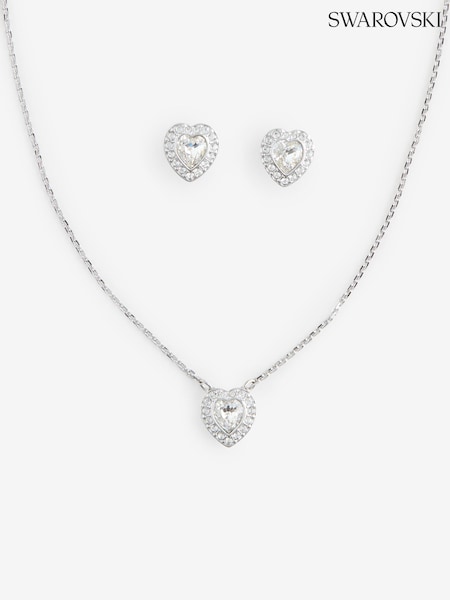 Swarovski White Ariana Grande Mixed Cuts Heart Rhodium Plated Jewellery Set (H48638) | R$ 2.170