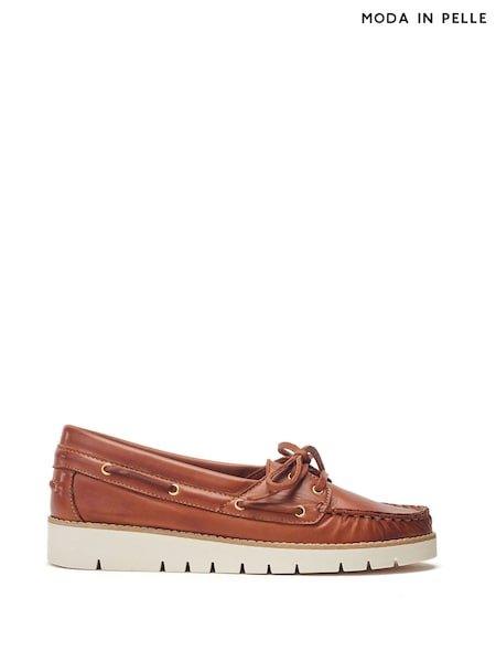 Moda in Pelle Everlyna Sporty Sole Boat Brown Shoes (H48663) | € 143