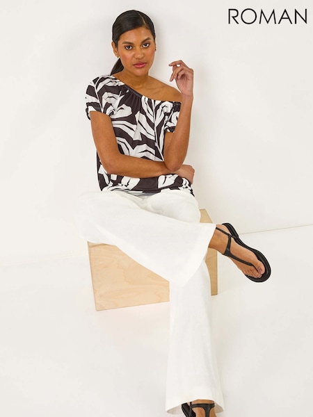 Roman Black Abstract Print Gyspy Blouse (H48665) | €42