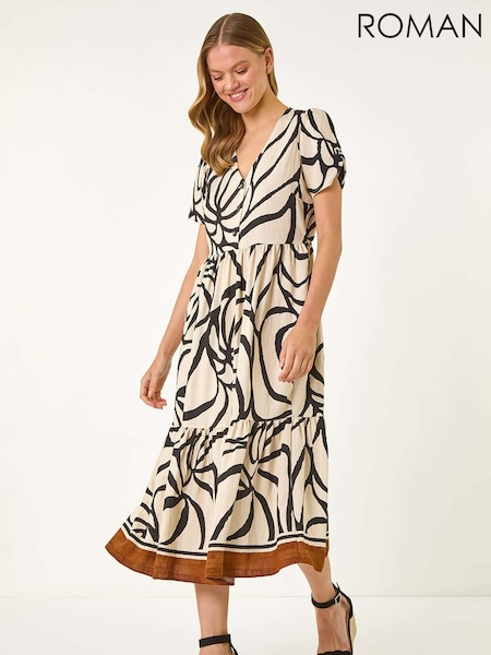 Roman White Linear Border Shirt Dress (H48693) | R$ 605