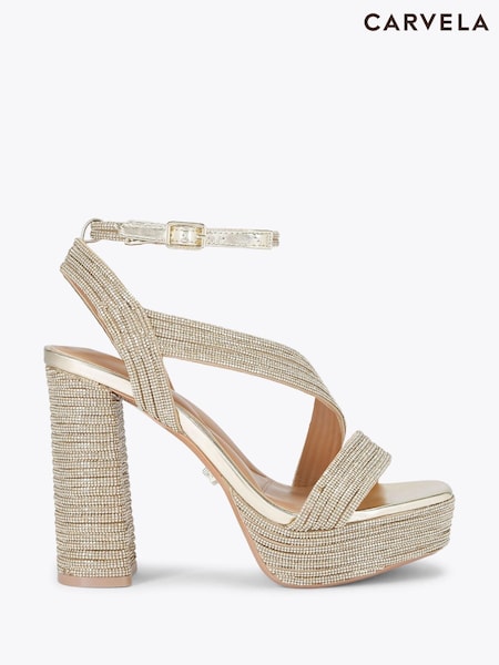 Carvela Gold Gala Platform Jewel Sandals (H48719) | €203