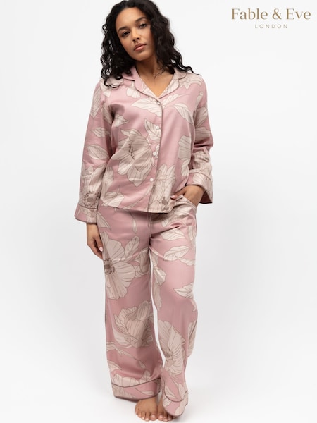 Fable and Eve Pink Wide Leg Long Sleeve Pyjamas Set (H48731) | €108