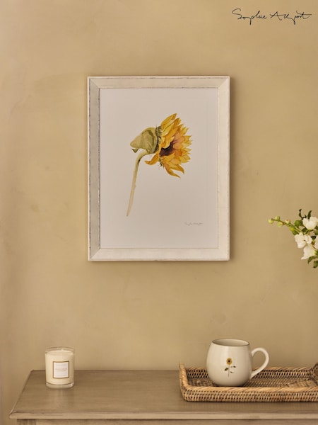 Sophie Allport Off White Sunflower Watercolour Print (H48813) | R$ 545
