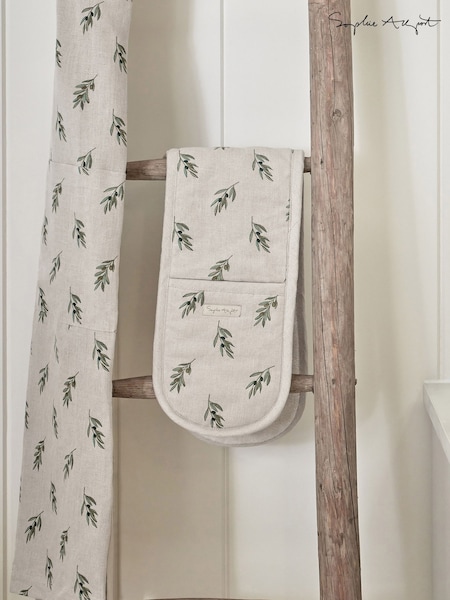 Sophie Allport Natural Linen Cotton Blend Olive Double Oven Glove (H48818) | R$ 335