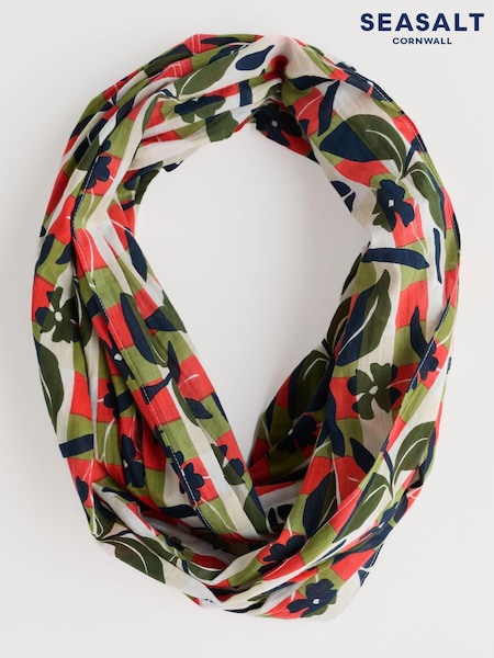 Seasalt Cornwall Green New Everyday Circle 100% Cotton Scarf (H48847) | €46