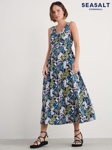 Seasalt Cornwall Blue Polmanter Jersey 100% Cotton Dress (H48862) | €89