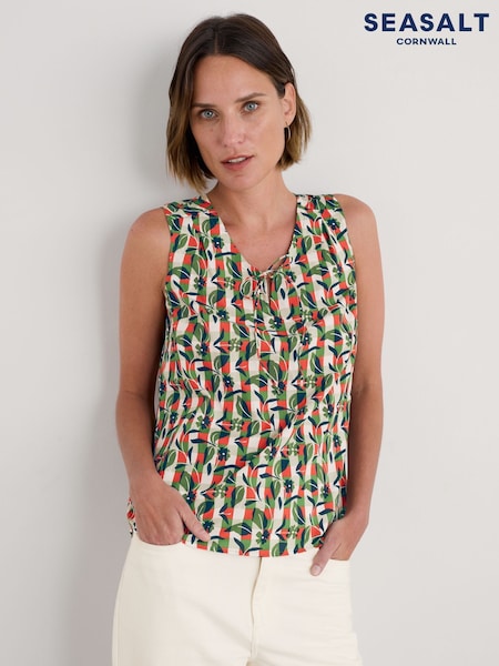 ירוק - Seasalt Cornwall Cobbs Well Sleeveless 100% Cotton Vest (H48871) | ‏201‏₪