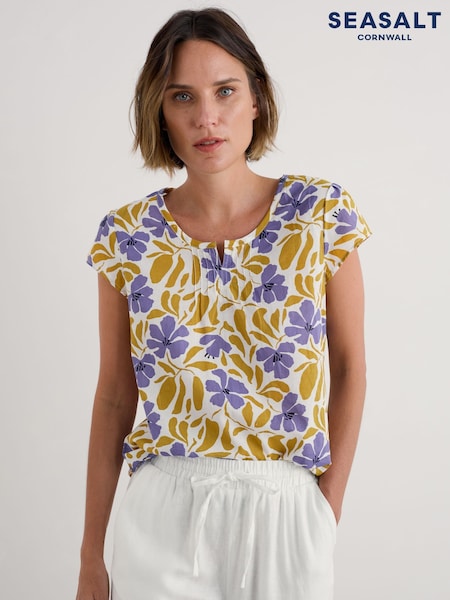 Seasalt Cornwall White Garden Gate 100% Cotton Top (H48872) | ₪216