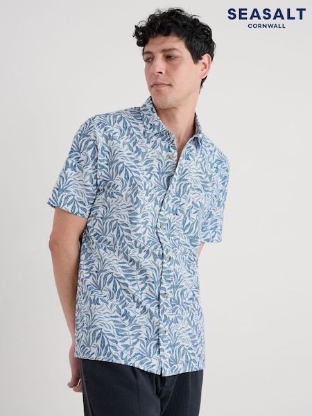 Seasalt Cornwall White Mens Barque Short Sleeve 100% Organic Cotton Shirt (H48874) | €95