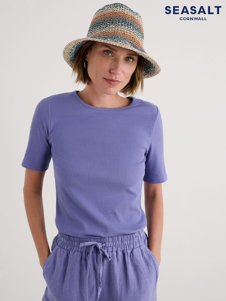 Seasalt Cornwall Purple Gorse Lane Rib T-Shirt (H48882) | ₪131