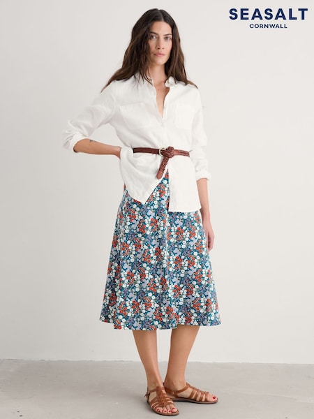 תכול - Seasalt Cornwall Ankle Length Skirt (H48957) | ‏267‏₪