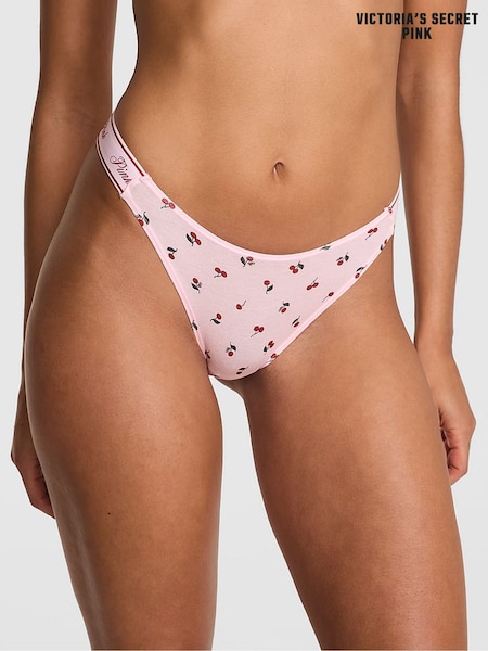Victoria's Secret PINK Pink Cherry Print Thong Cotton Logo Knickers (H48965) | €13