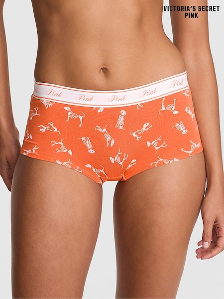 Victoria's Secret PINK Black Skeleton Dog Print Boyshort Cotton Logo Knickers (H48971) | €13