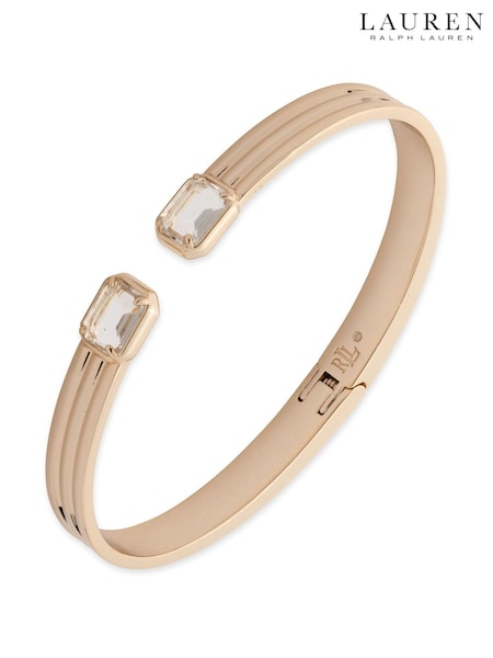 Lauren Ralph Lauren Gold Tone Ribbed Bangle with Crystal (H49006) | €113