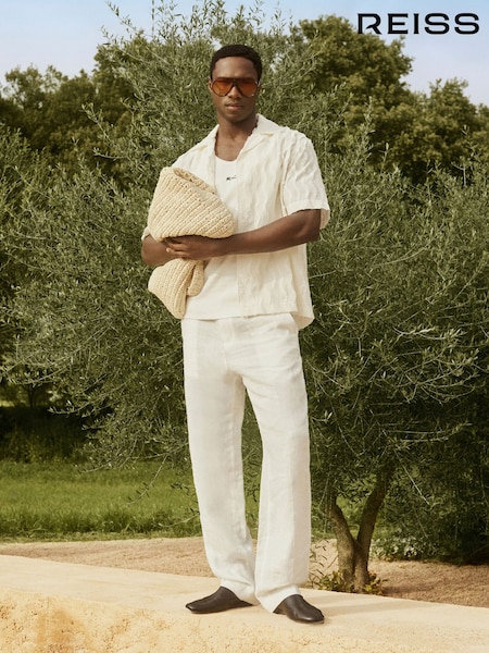 Reiss White Leo Reiss | Ché Linen Wide-Leg Trousers (H49060) | €185