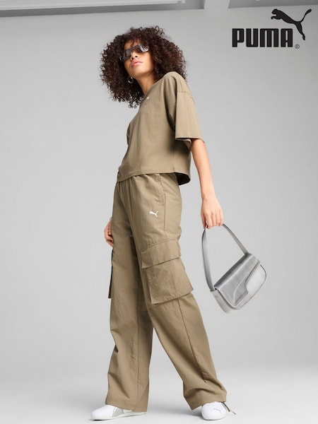 Puma Brown Womens Wardrobe Essential Relaxed Woven Cargo Joggers (H49106) | €84