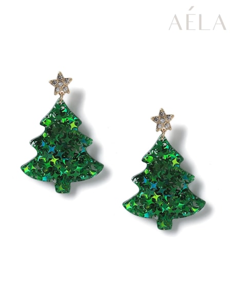 Aela Green Christmas Tree Drop Earrings (H49150) | €13