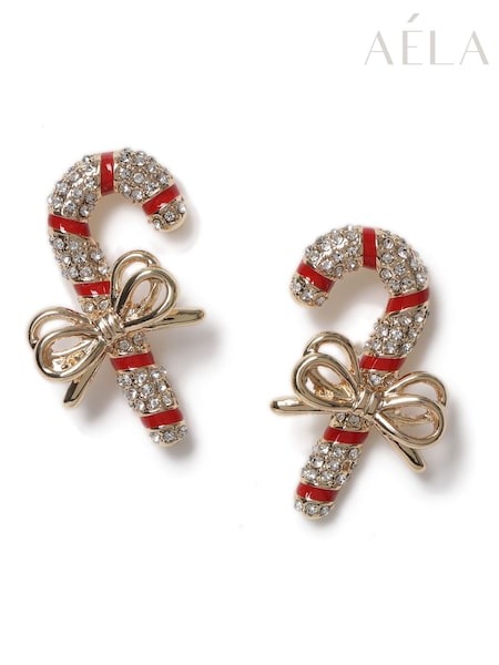 Aela Red Christmas Candy Cane Drop Earrings (H49171) | 16 €