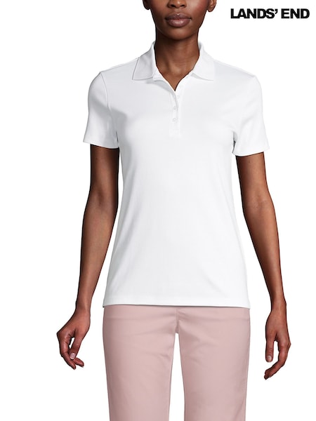 Lands' End White 100% Cotton Short Sleeve Supima Polo Shirt (H49231) | €58