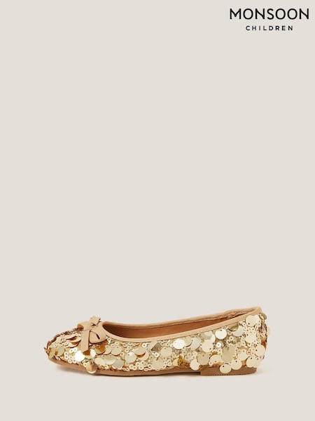 Monsoon Gold Sequin Ballet Flats (H49278) | ₪126 - ₪146