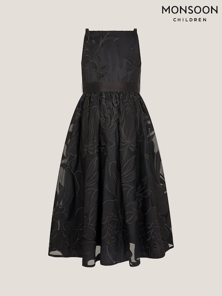 Monsoon Black Floral Embroidered Maxi Party Dress (H49284) | ₪352
