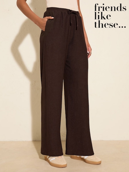 Friends Like These Brown Crinkle Jersey Wide Leg Trousers (H49291) | €40