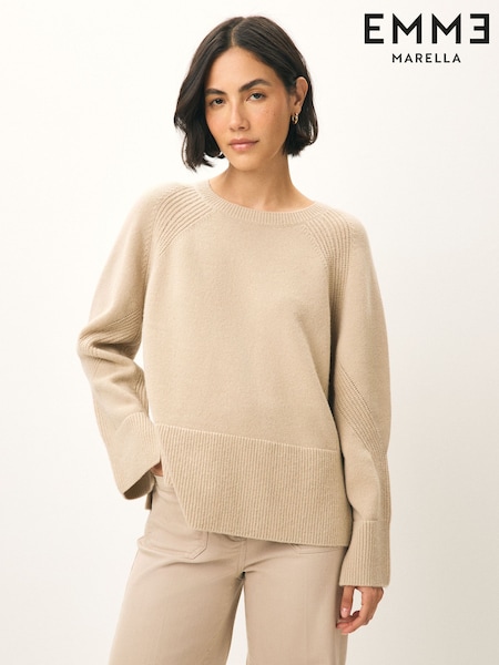 Emme Marella Cream Alaska Knitted Crew Neck Jumper (H49299) | €197