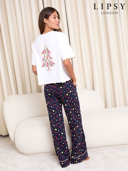 Navy spicy Margarita - Lipsy Christmas Short Sleeve Jersey Pyjamas Set (H49319) | 45 €