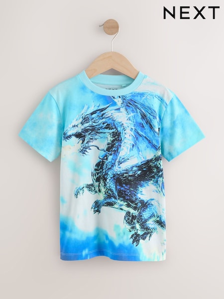 White/Blue Dragon Regular Fit Short Sleeve All-Over Print T-Shirt (3-16yrs) (H49354) | € 14 - € 18