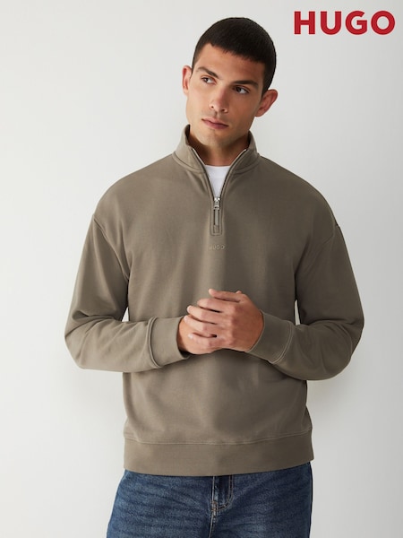 HUGO Grey 1/4 Zip Sweat Top (H49435) | 490 QAR