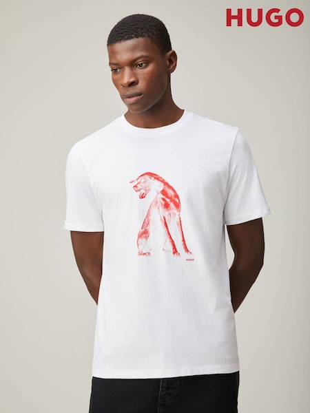 HUGO Dog Graphic Print T-Shirt (H49461) | R$ 585