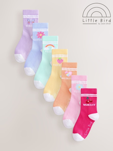 Little Bird by Jools Oliver Multi Pastel Rainbow Days Of The Week Socks 7 Pack (H49495) | $23 - $27