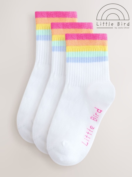 White Pastel Rainbow Stripe - Little Bird by Jools Oliver Ankle Socks 3 Pack (H49500) | 8 € - 11 €