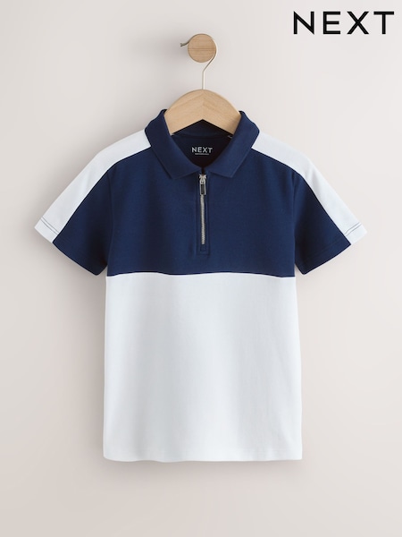 أزرق داكن/أبيض - Short Sleeve Colourblock Polo Shirt (3-16yrs) (H49568) | ‏51 د.إ.‏ - ‏ 76‏ د.إ.