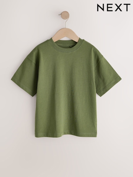 Dark Khaki Green Relaxed Fit Short Sleeve T-Shirt (3-16yrs) (H49601) | AED18 - AED33