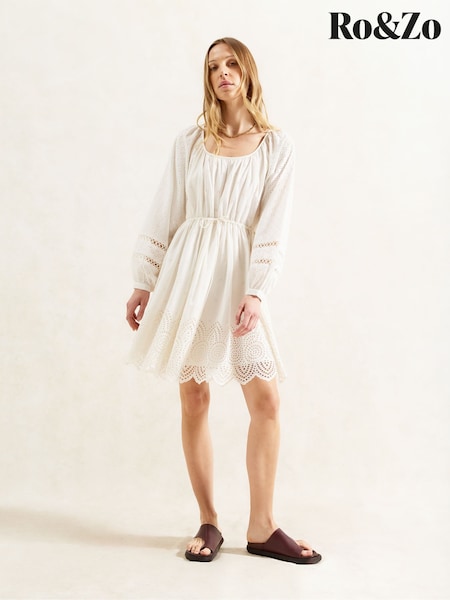 Ro&Zo Mix Broderie Smock 100% Cotton Dress (H49882) | €187