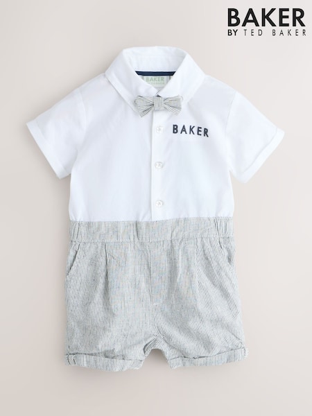 أزرق مقلم - Baker by Ted Baker Textured Smart Romper (H49913) | ‏191 د.إ.‏ - ‏ 209‏ د.إ.