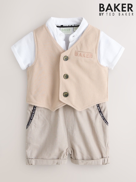 Baker by Ted Baker Stone Grandad Collar Smart Romper (H49920) | AED209 - AED227