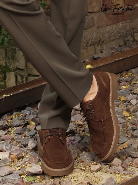Off The Hook Brown Harvey Suede Leather Casual Lace-Up Boat Shoes (H49931) | €55