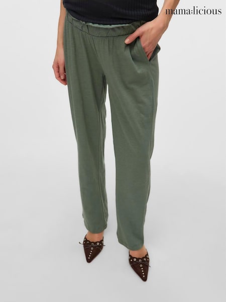ירוק - Mamalicious Maternity Jersey Lightweight Casual 100% Organic Cotton Trousers (H49935) | ‏131‏₪