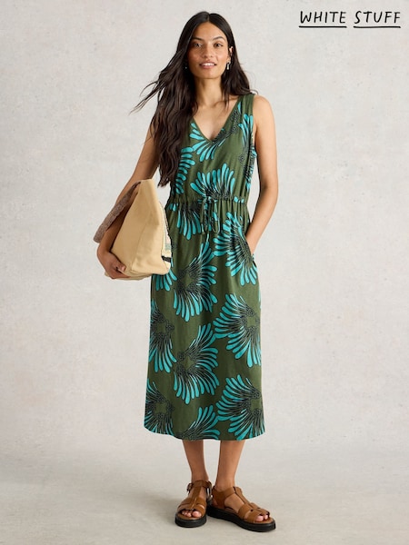 White Stuff Green Heidi Jersey 100% Cotton Dress (H50102) | AZN 138