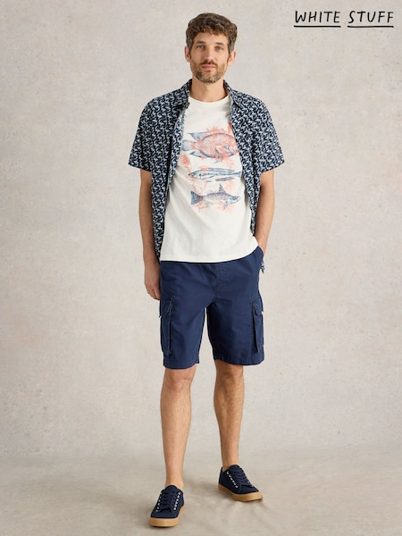 White Stuff White Abersoch Fishes Graphic 100% Cotton T-Shirt (H50106) | AZN 70