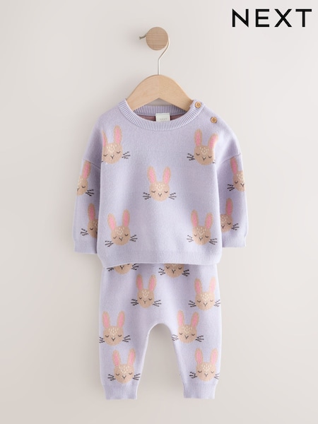 Purple Rabbit Baby Knitted Jumper and Leggings Set 2 Piece (0mths-2yrs) (H50259) | €22.50 - €25