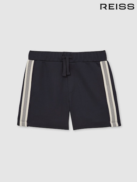 Reiss Navy Blue Terry 13-14 yrs Side Stripe Textured Shorts (H50387) | €45