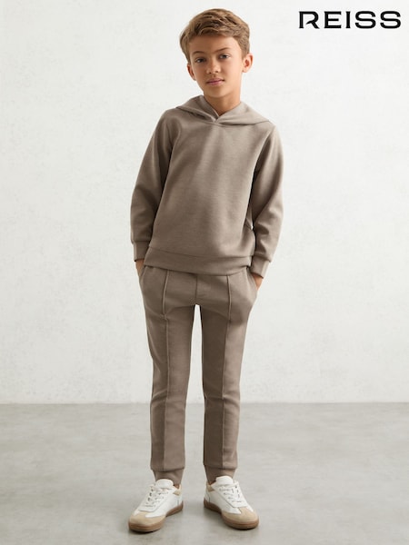 Reiss Taupe Brown Premier Interlock Drawstring Joggers (H50391) | AED259