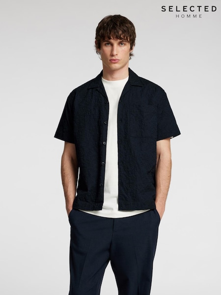 Selected Homme Revere Collar Textured Short Sleeve Shirt (H50434) | 78 €