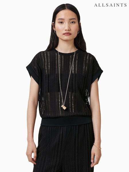 AllSaints Black Giana Crochet Tank (H50876) | 4,146 UAH